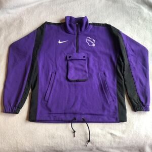 Milwaukee Bucks Sweatshirt Men Small Purple Nike Courtside Warm Up 1/4 Zip 75th